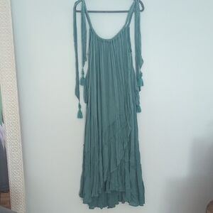 Free People Womens Wrap Teal Maxi Dress